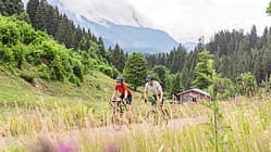 SalzburgerLand,Saalbach-Hinterglemm,Leogang,Fieberbrunn,Radreise,Gravelbike,Blick durchs Gras auf zwei Fahrer