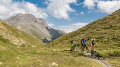 Bike group on singletrail, Italy