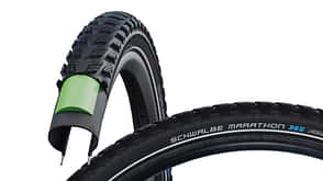 Sichtbarkeit auf dem Fahrrad I Schwalbe Marathon Reifen mit Reflektorstreifen Sichtbarkeit auf dem Fahrrad I Schwalbe Marathon Reifen mit Reflektorstreifen