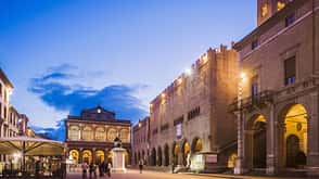 Cavour Square with the Theatre, the Comunale palace and the Arengo palace Cavour Square with the Theatre, the Comunale palace and the Arengo palace