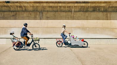 E-Lastenrad I Cannondale Cargobikes I Fahrbild mit Frontloader und Longtail