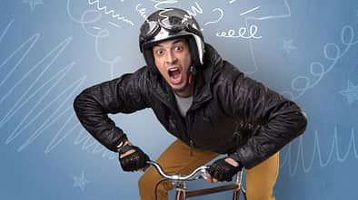 Crazy rider on the bike