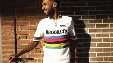 Santini x Brooklyn Kollektion,Radsportbekleidung,Actionfoto,Mauer