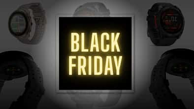 Grafik mit den Worten Black Friday vor Bildern von Sportuhren 