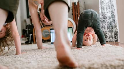 Family Doing Home Workout Online Class Family Doing Home Workout Online Class
