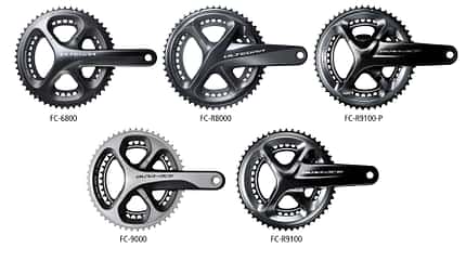 Die von der Inspektion betroffenen Rennradkurbeln von Shimano auf einen Blick. Die von der Inspektion betroffenen Rennradkurbeln von Shimano auf einen Blick.