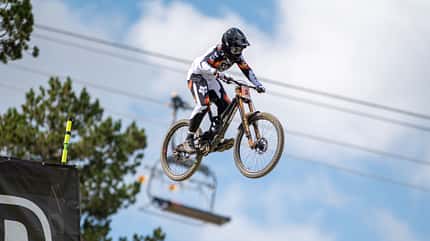 extreme,sportsman,competitor,bike,background,outdoor,cycle,masters,cyclist,sports,healthy,couple,xco,uci,massana,woman,trail,man,cross country,la,team,professional,vallnord,biking,action,speeding,world,race,mtb UCI Mountain Bike World Championships Andorra 2024