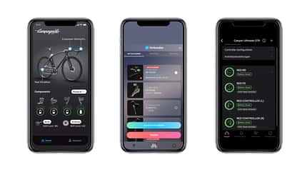 App-Screenshots von Campagnolo, Shimano und Sram App-Screenshots von Campagnolo, Shimano und Sram