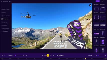 Im neuen Rouvy Route Creator kann man eigene Strecken mit weiteren Elementen aus der Rouvy-Welt ergänzen, zum Beispiel anderen Mitfahrern, Werbebanner, jubelnde Fans, Ziellinie oder Hubschrauber. Im neuen Rouvy Route Creator kann man eigene Strecken mit weiteren Elementen aus der Rouvy-Welt ergänzen, zum Beispiel anderen Mitfahrern, Werbebanner, jubelnde Fans, Ziellinie oder Hubschrauber.