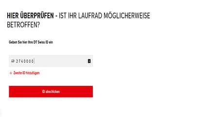 Online-Maske DT Swiss Identifikationsnummer Online-Maske DT Swiss Identifikationsnummer