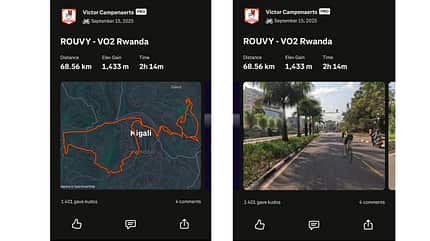 Strava-Ansicht von Rouvy-Ruanda-Trainingseinheiten von Radprofi Victor Campaenarts Strava-Ansicht von Rouvy-Ruanda-Trainingseinheiten von Radprofi Victor Campaenarts