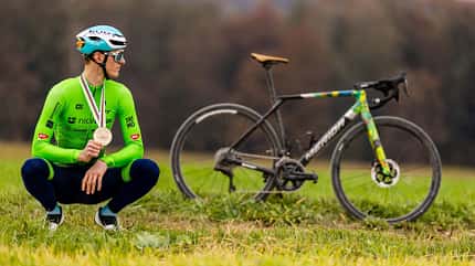 Matej Mohoric mit Bronzemedaille und Merida Mission Matej Mohoric mit Bronzemedaille und Merida Mission