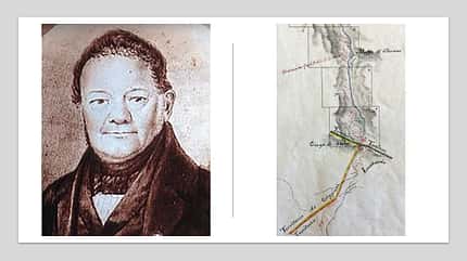 Carlo Donegani und ein Verlaufsplan der Stilfser Joch Straße