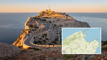 Fotomontage aus Landschaftsaufnahme und Streckenkarte