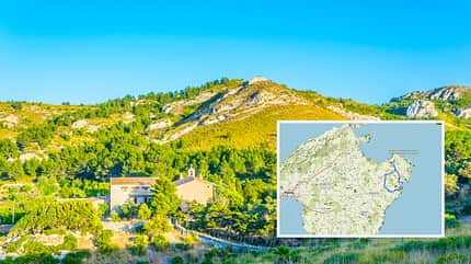 Fotomontage aus Landschaftsaufnahme und Streckenkarte