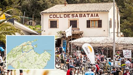 Fotomontage aus Landschaftsaufnahme und Streckenkarte