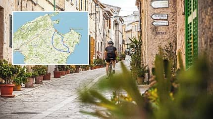 Fotomontage aus Landschaftsaufnahme und Streckenkarte