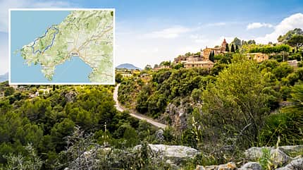 Fotomontage aus Landschaftsaufnahme und Streckenkarte