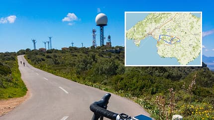 Fotomontage aus Landschaftsaufnahme und Streckenkarte