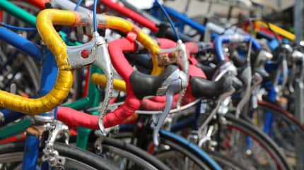 many vintage bikes for sale on the market of used things in Euro