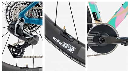 Details eines Rose Bikes Shave FF Del Sol Edition im Studio vor weiß