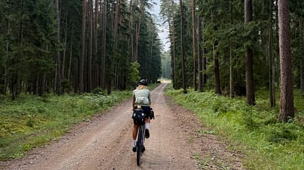 Jonas Deichmann und Josefine Rutkowski auf Tour Around Europe, Woche 15, Wald Jonas Deichmann und Josefine Rutkowski auf Tour Around Europe, Woche 15, Wald