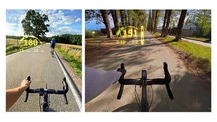 Nutzeransicht der Augmented Reality-Sportbrille engo3 Cyclist