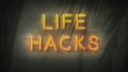 life hacks message in neon lights