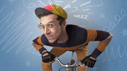 Crazy rider on the bike