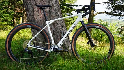 Lapierre Crosshill CF 2025,Gravelbike,am Baum,Seitenansicht