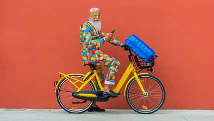 Stylish hipster senior man
