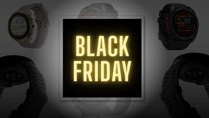 Grafik mit den Worten Black Friday vor Bildern von Sportuhren 