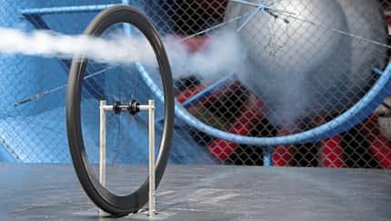 Windkanalmessung eines Rennradlaufrads