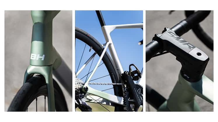 Rahmendetails des neuen BH SL1: 32 mm Reifenfreiheit, tief sitzende Sitzstreben für viel Komfort und hohe Reaktionsfähigkeit, dazu ein massiver Vorbau.