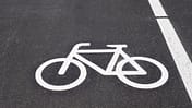 Road marking on bicycle lane in close up