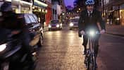 executive commuting by bike in the city