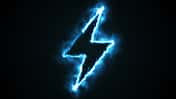 Burning blue flame lightning shape on black background, 3d illustration