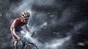Rennradfahrer im Unwetter