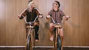 Retro Nineteen Eighties Aesthetic Exercise Bike Couple
