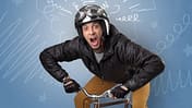 Crazy rider on the bike