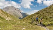 Bike group on singletrail, Italy