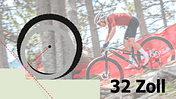 Laufradgröße 32 Zoll, BMC Prototyp im Hintergrund