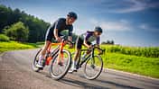 Rennradfahrer,Kurvenfahrt,Maisfeld,