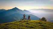 Two females on mountain bikes