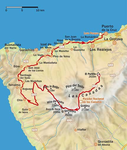 RB 0210 Teneriffa - Teide Umrundung - Tour 3 - Karte RB 0210 Teneriffa - Teide Umrundung - Tour 3 - Karte