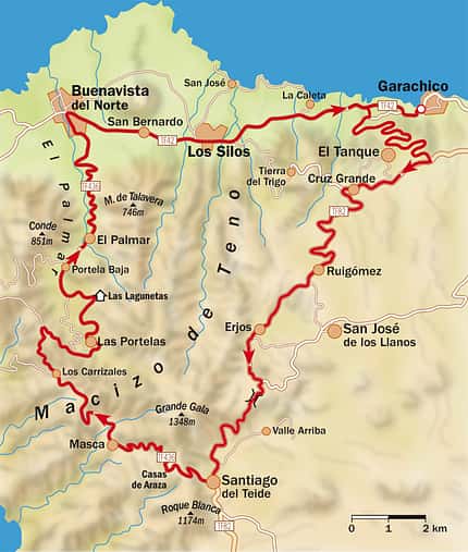 RB 0210 Teneriffa - Teno-Gebirge - Tour 1 - Karte RB 0210 Teneriffa - Teno-Gebirge - Tour 1 - Karte