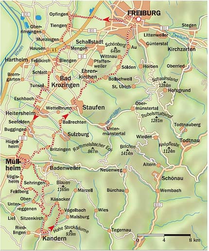 RB Südschwarzwald Tour 2 - Markgräfler Land - Karte RB Südschwarzwald Tour 2 - Markgräfler Land - Karte