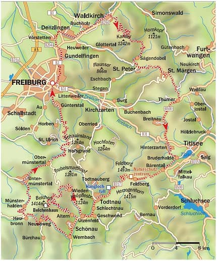 RB Südschwarzwald Tour 4 - Gipfelsammlung - Karte RB Südschwarzwald Tour 4 - Gipfelsammlung - Karte