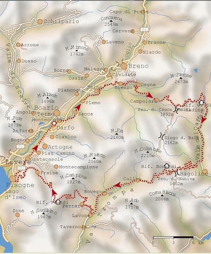 RB Karte Bergamasker Alpen: Drei-Pässe-Runde RB Karte Bergamasker Alpen: Drei-Pässe-Runde