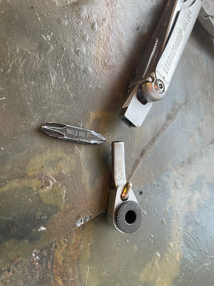 Mountainbike,Fahrrad,Ratgeber,Bike Hack,Bikehack,Hack,Tricks,Tipps,DIY, selbstgemacht,schrauben,Multitool,Adpter,Rätsche,Bitset,Leatherman Selbst gebauter Rätschen Adapter für Leatherman Multitool.